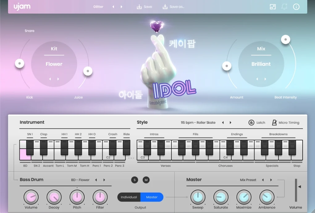 【8/15まで 89％OFF】UJAM「BeatMaker Idol」瞬時にK-Popビートが作成できるクリーンで洗練されたドラムサンプル｜DTMプラグインセール