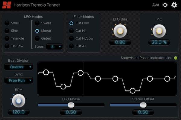 【8/14まで 79％OFF】Harrison 「Tremolo Panner」繊細なトレモロから極端なテクトニック・シフト・トレモロまで高度にカスタマイズ可能｜DTMプラグインセール