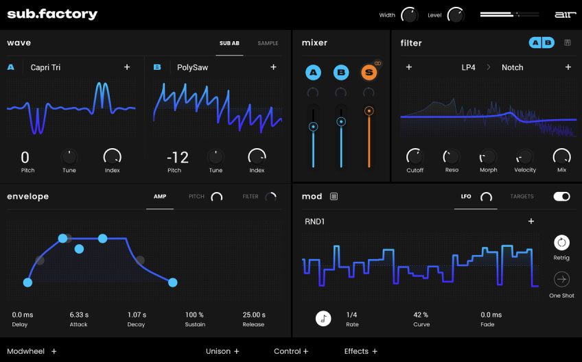 【9/4まで 50％OFF】AIR Music Technology「Sub Factory」ディープでパワフルなベース・サウンドを作り出すためのシンセサイザー｜DTMプラグインセール