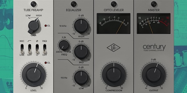 【期間限定無料配布 9/15まで】Universal Audio「Century Tube Channel Strip」プリアンプ/EQ/コンプを搭載したチャンネルストリップでプロ品質のレコーディングを実現｜DTMプラグインセール