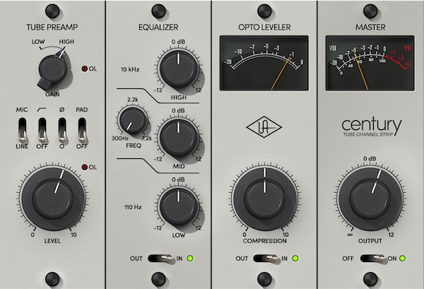 【期間限定無料配布 9/15まで】Universal Audio「Century Tube Channel Strip」プリアンプ/EQ/コンプを搭載したチャンネルストリップでプロ品質のレコーディングを実現｜DTMプラグインセール