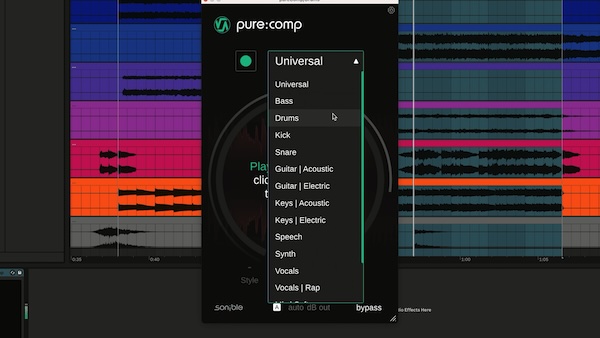 【終了日未定 40％OFF】sonible「pure:comp」驚異のAI搭載！たった1つのノブで プロ級コンプ処理を実現｜DTMプラグインセール