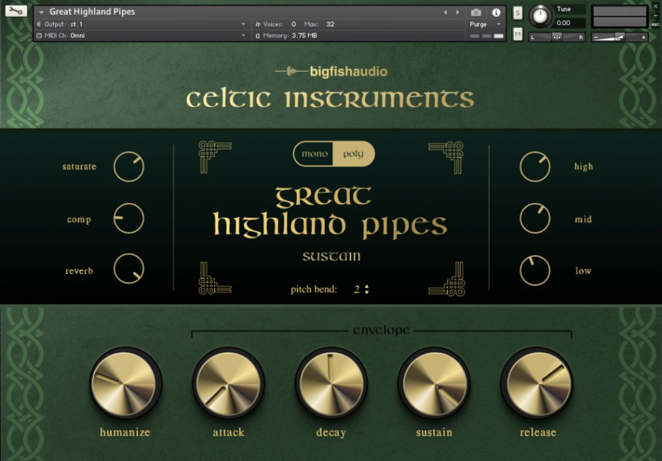 【9/24まで 33％OFF】Big Fish Audio「Celtic Instruments」ケルト音楽の精神を捉えた伝統的な楽器の高品質なサンプリング音源ライブラリ｜DTMプラグインセール