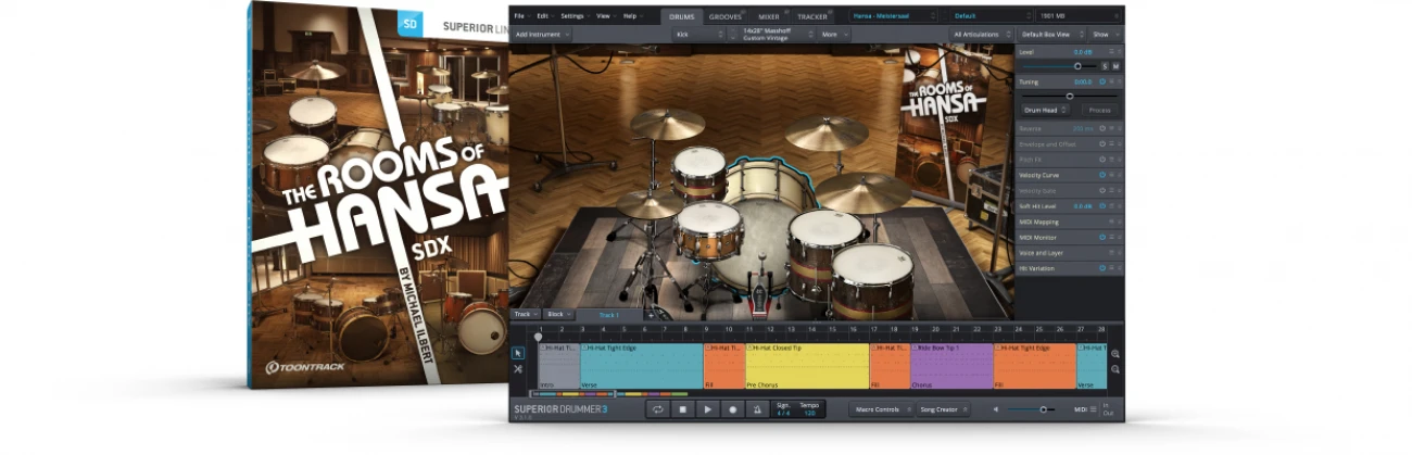 【9/30まで 26％OFF】Toontrack「SDX The Rooms of Hansa」グラミー受賞エンジニアが録音した伝説のHansa Tonstudioサウンドを自宅で再現できるドラムキット｜DTMプラグインセール