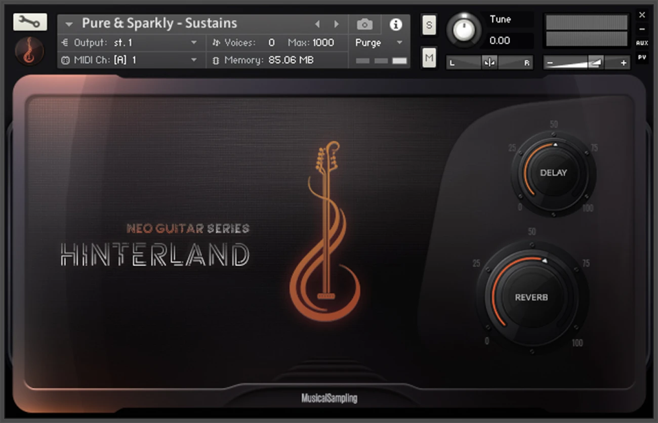 【10/10まで 28％OFF】Musical Sampling「Neo Guitar Series: Hinterland」サステイン、レガート、ハーモニクス、スライドまで多彩なプリセットを誇る高品質なギターサウンド｜DTMプラグインセール