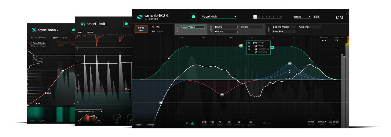 【10/11まで 40％OFF】sonible「smart:essentials Bundle」AI搭載で簡単にミックスができる大人気3種類（EQ、コンプレッサー、リミッター）のプラグインがセットに！DTMプラグインセール