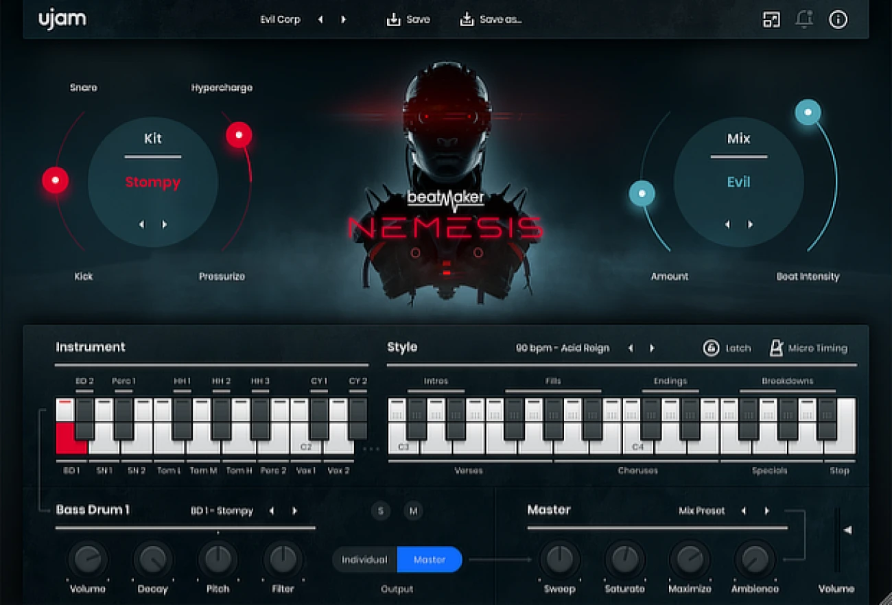 【11/3まで 88％OFF】UJAM「BeatMaker Nemesis」サイバーパンクやSF、ダークでパワフルなビートが誰でも簡単に作成できるプラグイン｜DTMプラグインセール