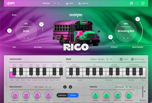 【11/3まで 88％OFF】UJAM「BeatMaker Rico」ラテンクラブやダンスホールの雰囲気を再現するビートが簡単につくれるプラグイン｜DTMプラグインセール