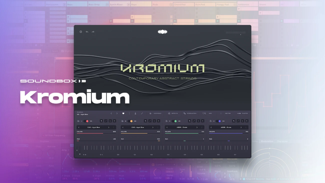 【10/31まで 25％OFF】Audiomodern「Kromium」チェロとバイオリンが奏でる不協和音の抽象的な音の世界！不気味で魅惑的なストリングス音源｜DTMプラグインセール