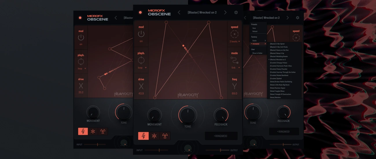 【10/20まで 20％OFF】Heavyocity「MicroFX Obscene」重厚歪み、ビットクラッシュ、ブロークンファズと3種のディストーションを操るエクストリーム・サウンドクリエイターの必需品｜DTMプラグインセール