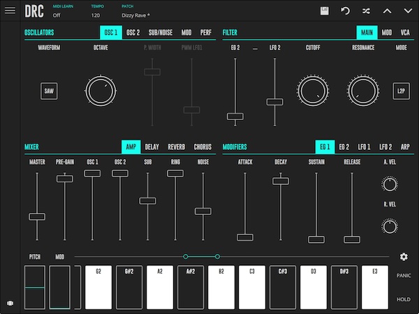 【10/29まで 66％OFF】Imaginando「DRC - Polyphonic Synthesizer」直感的な操作性を追求した4つのパネルでシンプルさと高機能性の両立！モバイルからデスクトップまで対応する万能シンセサイザー｜DTMプラグインセール