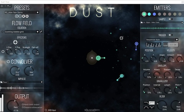 【11/1まで 50％OFF】SoundMorph「DUST」中毒性の高い操作感とクールで斬新なサウンド生成能力を持つバイノーラル・グラニュラー合成技術を用いた革新的なシンセサイザー｜DTMプラグインセール