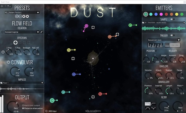 【11/1まで 50％OFF】SoundMorph「DUST」中毒性の高い操作感とクールで斬新なサウンド生成能力を持つバイノーラル・グラニュラー合成技術を用いた革新的なシンセサイザー｜DTMプラグインセール