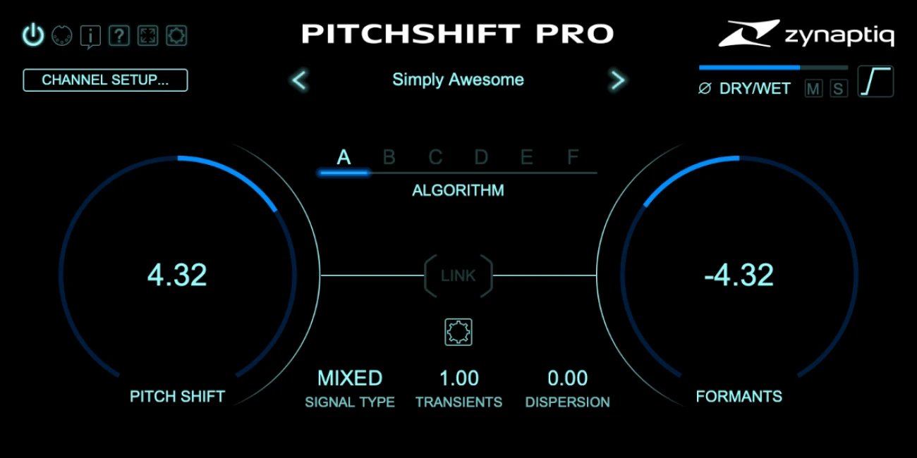 Zynaptiq「PITCHSHIFT」最高品質の6種ピッチアルゴリズムを搭載したクラシックからハイブリッド処理まで実現する多彩なピッチシフト｜DTMプラグインセール