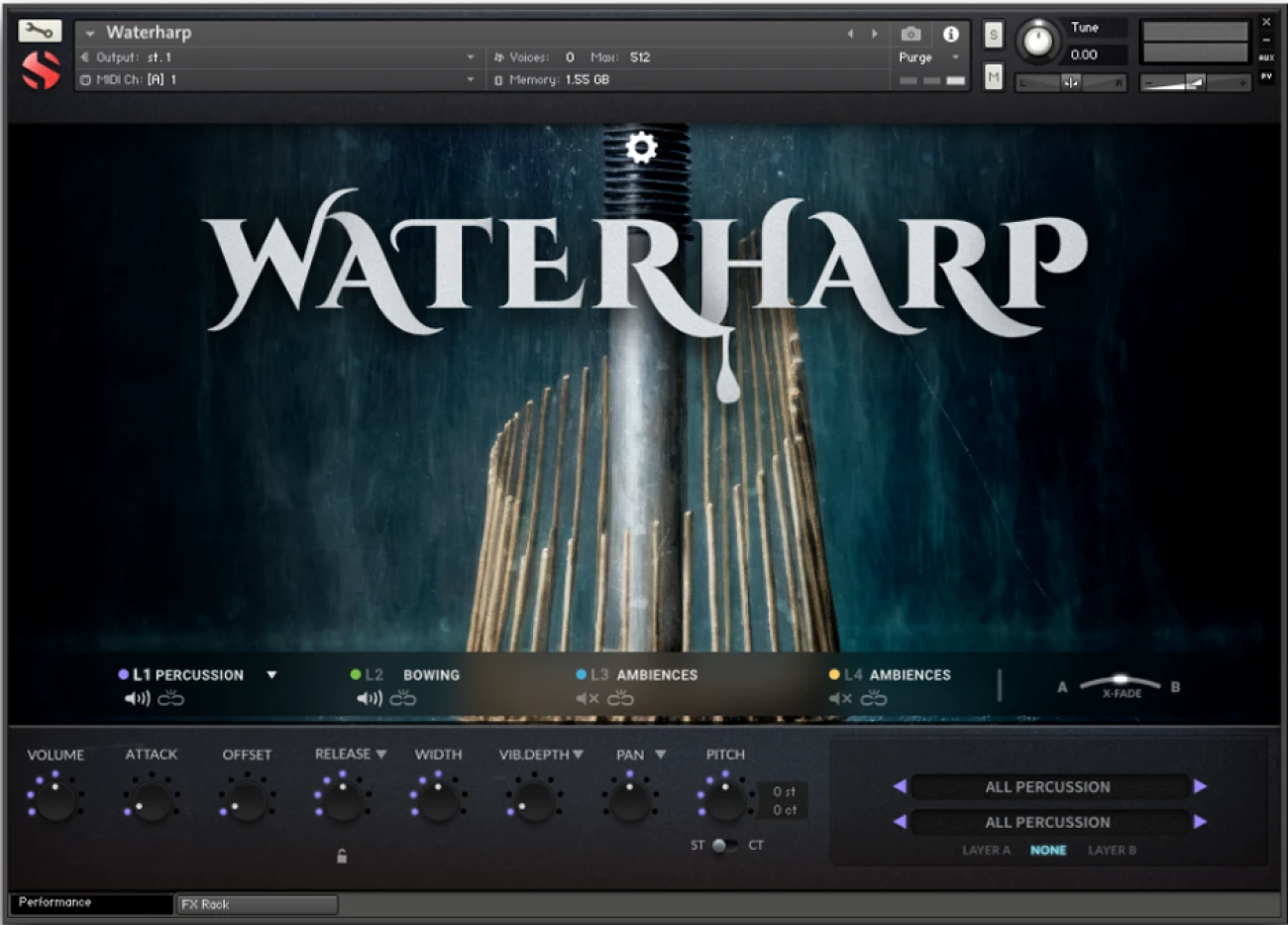 【11/6 33％OFF】Soundiron「Waterharp」映画音楽の定番楽器が遂にサンプリング化！水の音が奏でる神秘的なFX音源｜DTMプラグインセール