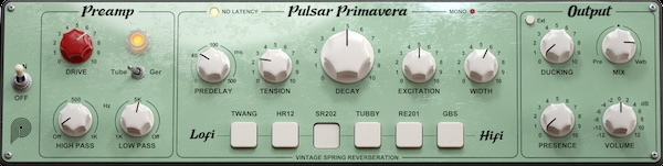 【12/5まで 60％OFF】Pulsar Audio「Primavera」簡単操作でレトロ・ヴィンテージサウンドを再現できるスプリングリバーブの決定版｜DTMプラグインセール