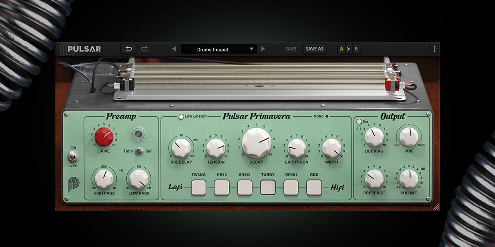 【12/5まで 60％OFF】Pulsar Audio「Primavera」簡単操作でレトロ・ヴィンテージサウンドを再現できるスプリングリバーブの決定版｜DTMプラグインセール