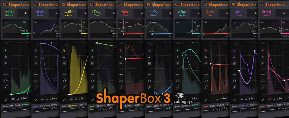 【11/30まで 10％OFF】Cableguys「ShaperBox 3 Bundle」リズミカルなエフェクト操作の決定版！10種類のシェイパーを1つに統合した作曲からミックスまで使える万能プラグイン｜DTMプラグインセール