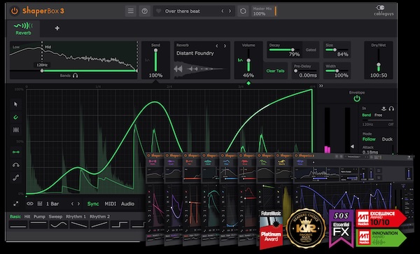 【11/30まで 10％OFF】Cableguys「ShaperBox 3 Bundle」リズミカルなエフェクト操作の決定版！10種類のシェイパーを1つに統合した作曲からミックスまで使える万能プラグイン｜DTMプラグインセール
