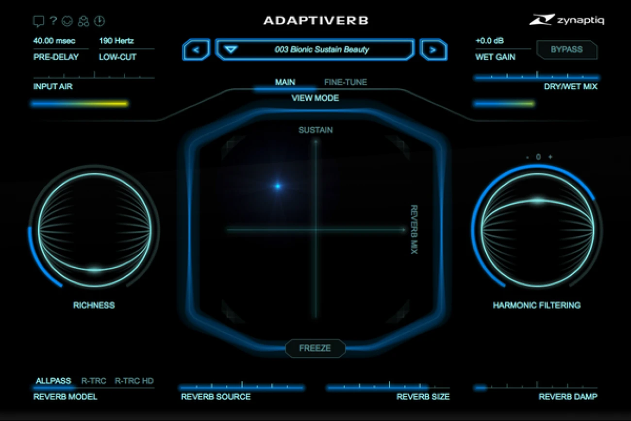 【11/7まで 53％OFF】Zynaptiq「ADAPTIVERB」ミキシング・マスタリングで活躍する入力音に合わせて変化する次世代AIリバーブ｜DTMプラグインセール