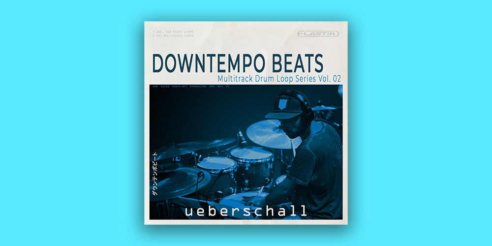 【11/3まで 29％OFF】Ueberschall「Downtempo Beats」キック、リムショット、ブラシなどアコースティックドラムのオーガニックな質感を強調したダウンテンポ系ドラムループ音源｜DTMプラグインセール