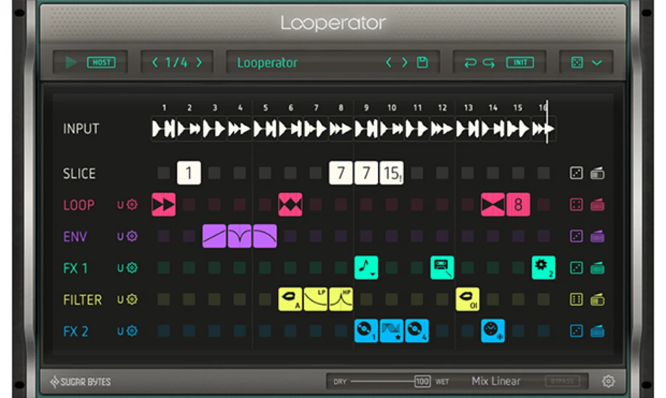 【11/13まで46％OFF】Sugar Bytes「Looperator」打ち込み作業を革新的に効率化！フィルター、リバーブ、ヴァイナルFXまで多彩なエフェクトとシーケンサープラグイン｜DTMプラグインセール