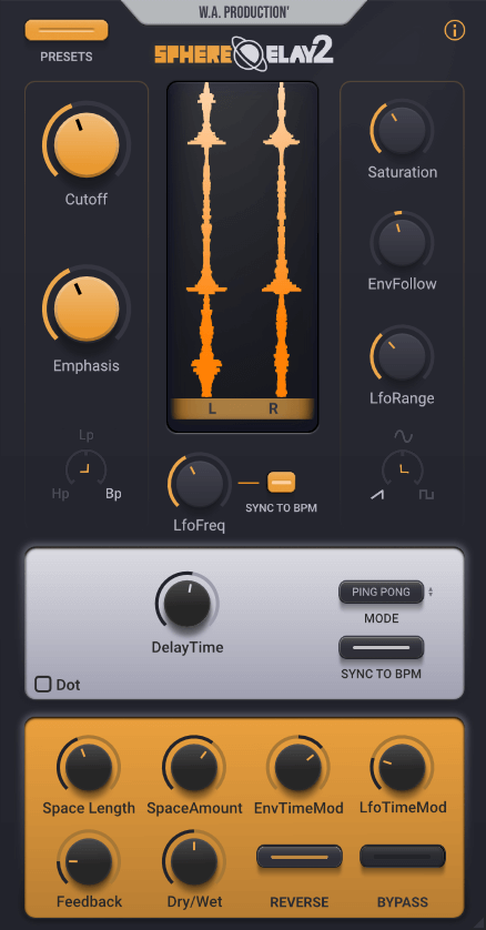 【11/29まで 90％OFF】W. A. Production「SphereDelay 2」空間系パラメーター搭載！直感的な操作性と高度なサウンドエンジンで実現する次世代ディレイ｜DTMプラグインセール