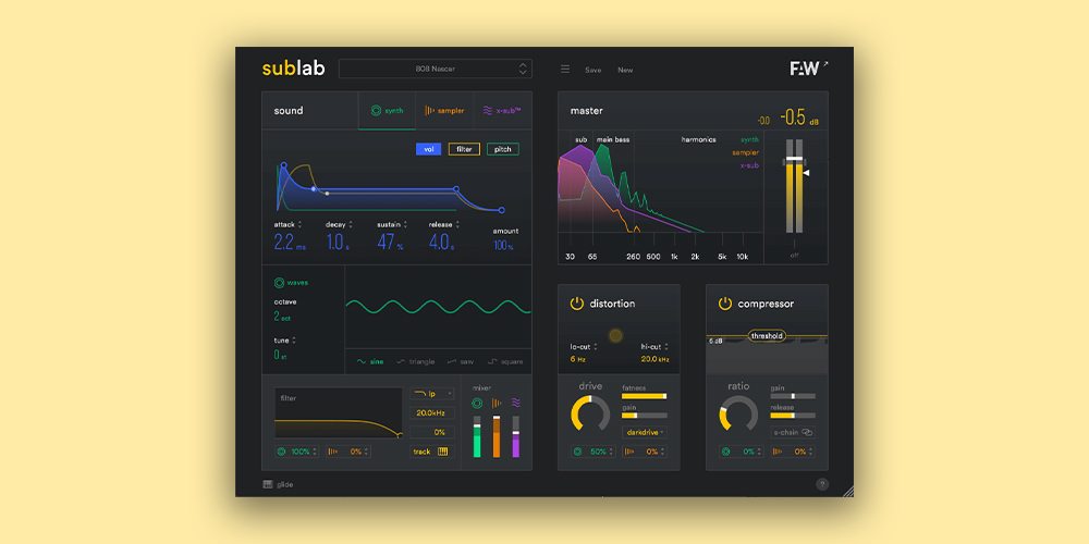 【11/26まで 85％OFF】FAW「SubLab」トラップ・ヒップホップ制作の救世主！パンチの効いた808系サブベースが簡単に作れる新世代シンセ｜DTMプラグインセール