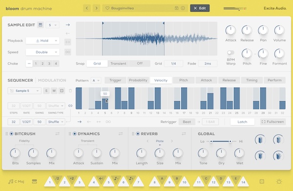 【12/1まで 33％OFF】Excite Audio「Bloom Drum Machine」250のプリセットで名機のグルーヴが即実現！ビートメイキングが変わるドラム音源｜DTMプラグインセール