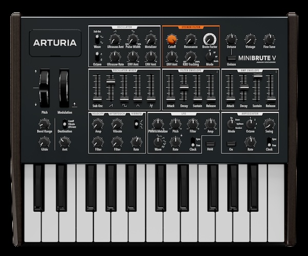 【12/3 18時まで 50％OFF】Arturia「MiniBrute V」生々しいアナログ感はそのままにモノからポリへ進化！アナログモンスターが描く新時代のシンセサイザー｜DTMプラグインセール