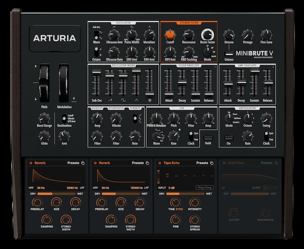 【12/3 18時まで 50％OFF】Arturia「MiniBrute V」生々しいアナログ感はそのままにモノからポリへ進化！アナログモンスターが描く新時代のシンセサイザー｜DTMプラグインセール