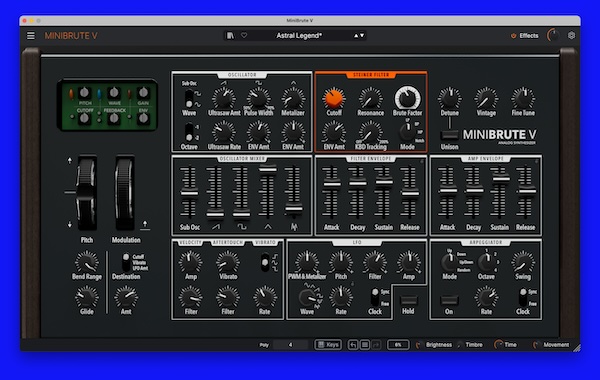 【12/3 18時まで 50％OFF】Arturia「MiniBrute V」生々しいアナログ感はそのままにモノからポリへ進化！アナログモンスターが描く新時代のシンセサイザー｜DTMプラグインセール