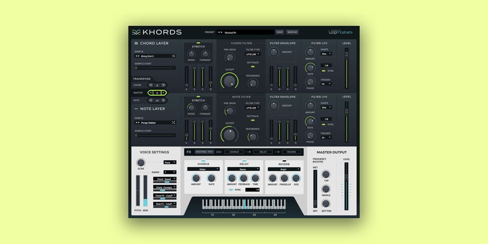 【12/9まで 87％OFF】Loopmasters Plugins「KHORDS」550種のコードプリセットを搭載！プラック、ストラム、パッドまで網羅したサンプルベース音源｜DTMプラグインセール