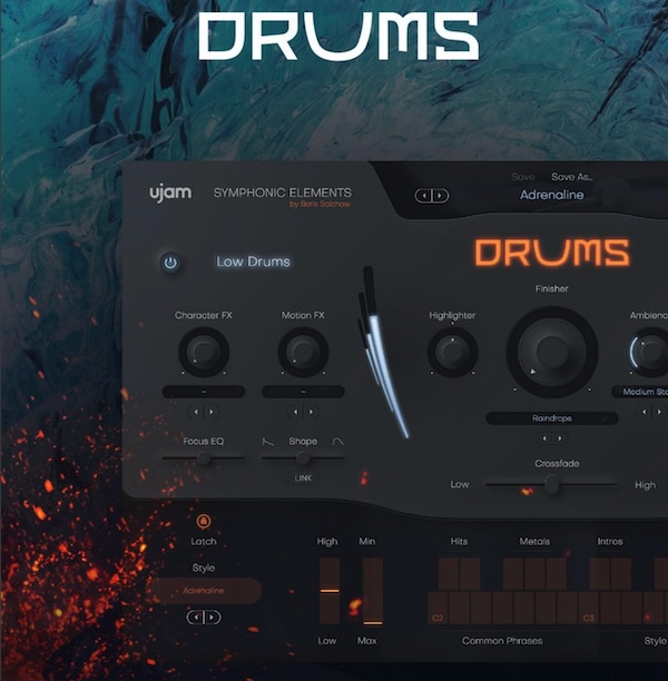 【1/6まで 60％OFF】UJAM「Symphonic Elements DRUMS」誰でも映画サントラ級の打楽器フレーズを自在に操れる！300種類のプリセットを収録したシネマティック・ドラム音源｜DTMプラグインセール