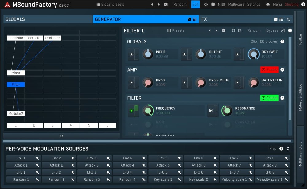 【12/31まで 75％OFF】MeldaProduction「MSoundFactoryLE」拡張し続けるサウンドファクトリー！808ベースからピアノまで全てが揃うオールインワンシンセ｜DTMプラグインセール