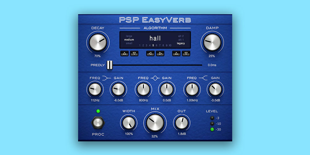 【12/22まで 50％OFF】PSP Audioware「PSP EasyVerb」10種類のアルゴリズムを搭載！シンプル操作で誰でも使いこなせる高品質リバーブ｜DTMプラグインセール