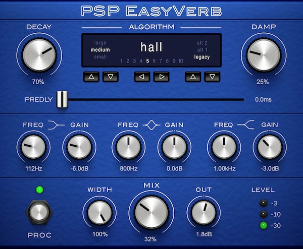 【12/22まで 50％OFF】PSP Audioware「PSP EasyVerb」10種類のアルゴリズムを搭載！シンプル操作で誰でも使いこなせる高品質リバーブ｜DTMプラグインセール