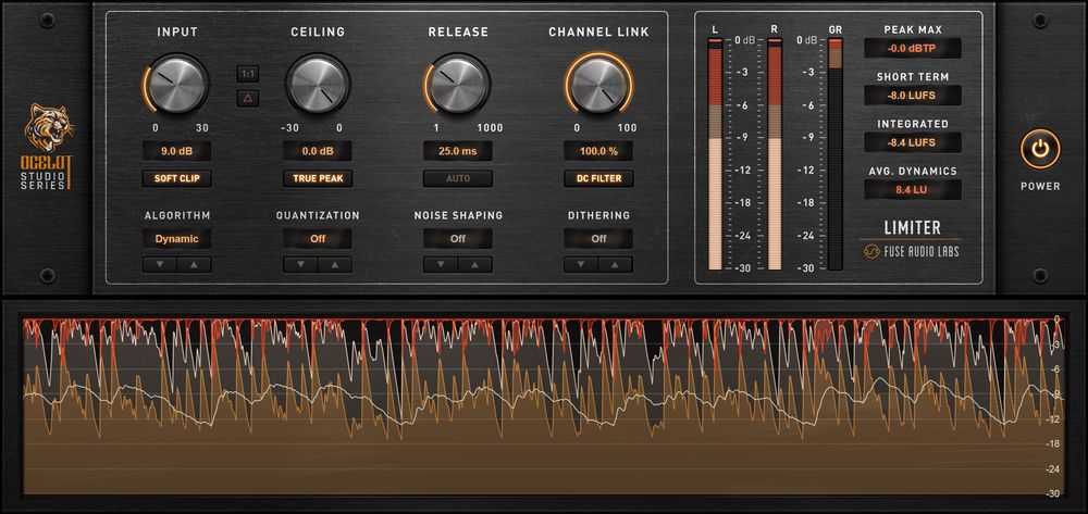 【1/18まで 57％OFF】Fuse Audio Labs「OCELOT Limiter True Peak Limiter」究極の音圧管理！5つのアルゴリズムで音源の本質を逃さないAI搭載のインテリジェント・リミッター｜DTMプラグインセール