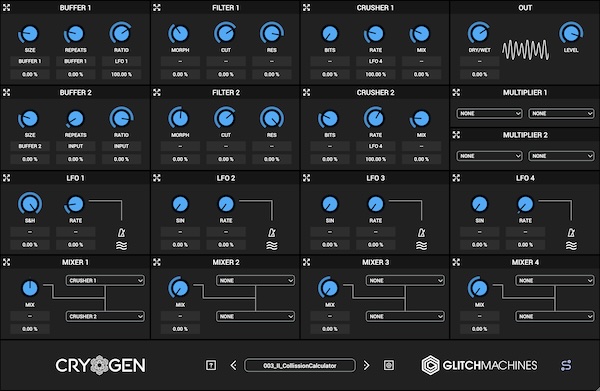 【1/5まで 83％OFF】Glitchmachines「Cryogen」ドラッグ＆ドロップによる柔軟な操作でエラー音などのノイズを作成するモジュラー式グリッチジェネレーター｜DTMプラグインセール