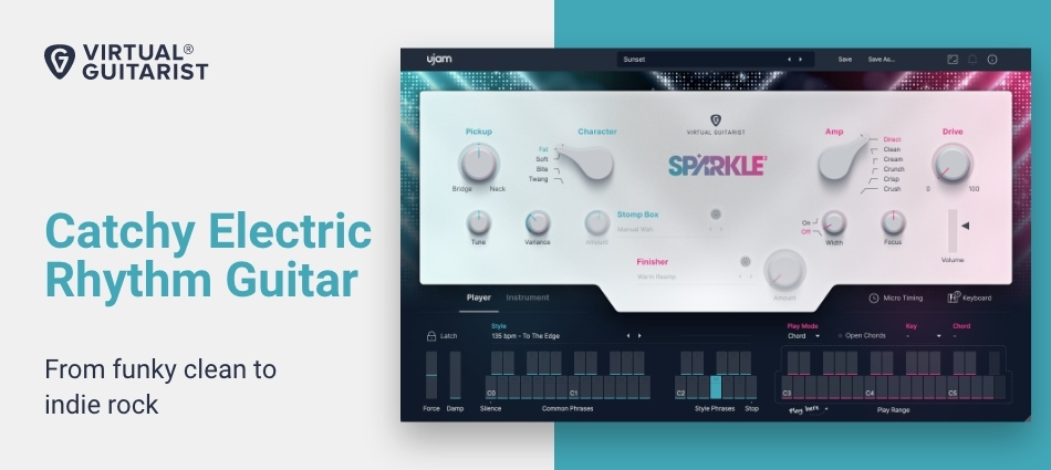 【1/31まで 85％OFF】UJAM「SPARKLE 2」ファンキーからインディーロックまで30種のエフェクトペダルで音色も自在！ギターが弾けなくてもプロのギタートラックが作れるバーチャルギター｜DTMプラグインセール