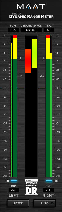 【1/31まで 25％OFF】MAAT「DRMeter」リアルタイムDR測定の決定版！リアルタイムでのダイナミックレンジ測定する次世代メータリングプラグイン｜DTMプラグインセール