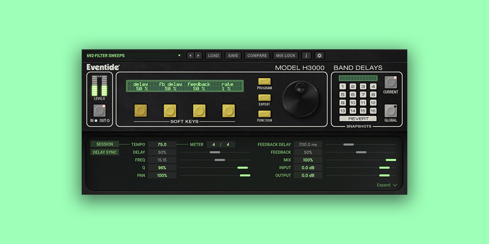 【1/17まで 33％OFF】Eventide「H3000 Band Delays Mk II」フィルター＆ディレイの金字塔H3000がついにプラグイン化！A/D-D/A回路を完全再現した究極のマルチバンドディレイ｜DTMプラグインセール