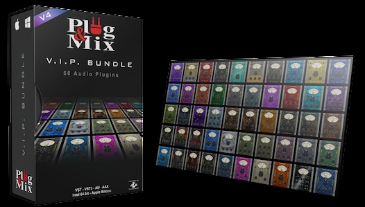 【1/19まで 80％OFF】Plug and Mix「VIP Bundle V4」EQからリバーブまで全部入り！シンプル設計の即戦力・万能プラグイン50本パック｜DTMプラグインセール