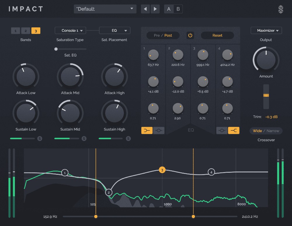 【1/26まで 50％OFF】Surreal Machines「Impact」プロ級ドラム音作りの新定番！アナログ風サチュレーションも搭載し、トランジェント・コントロール制御を実現したマルチバンドドラムプロセッサー｜DTMプラグインセール