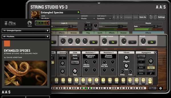 【1/20まで 76％OFF】Applied Acoustics Systems「Entangled Species String Studio VS-3 Sound Bank」アンビエント音楽制作者必見！映画音楽に最適な128の独創的サウンドパッチ｜DTMプラグインセール