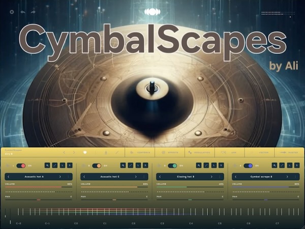 【終了日未定 無料配布】Ali「CymbalScapes」シネマティックサウンドを生む15のプリセット！シンバルとハイハットから作られたメタリックな音色のサウンドスケープ｜DTMプラグインセール