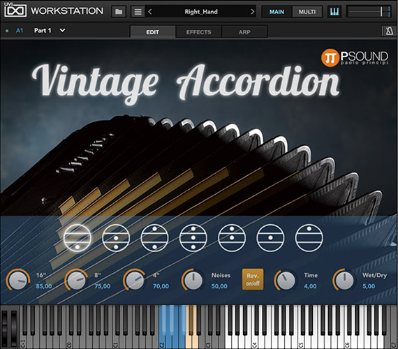 【2/1まで 60％OFF】PSound「Vintage Accordion」4段階のベロシティレイヤーで表現力豊かなアコーディオンサウンドを実現！60年代イタリア製アコーディオンをキーノイズまで完全サンプリングしたプラグイン｜DTMプラグインセール