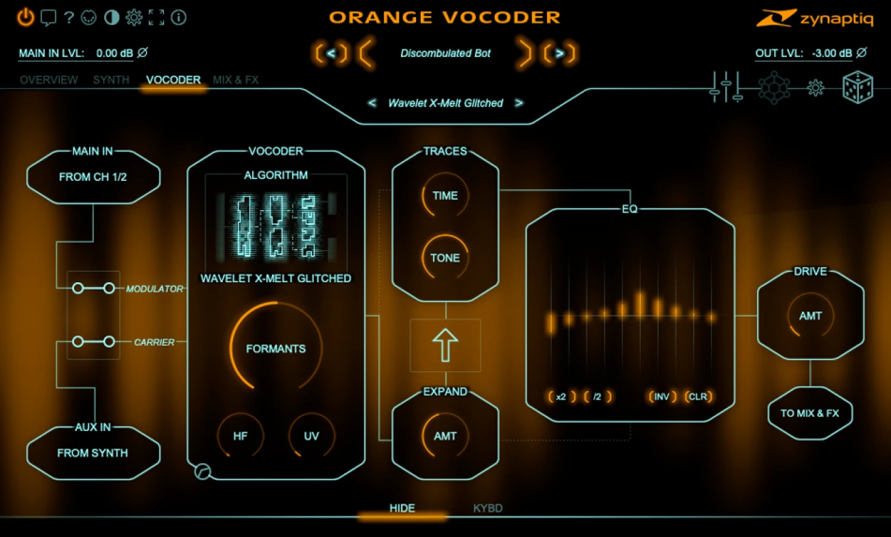 【2/2まで 47％OFF】Zynaptiq「ORANGE VOCODER IV」4種類のボコーディングアルゴリズムを搭載！ロボットボイスから未知の音まで作り出す究極のボーカル加工プラグイン｜DTMプラグインセール