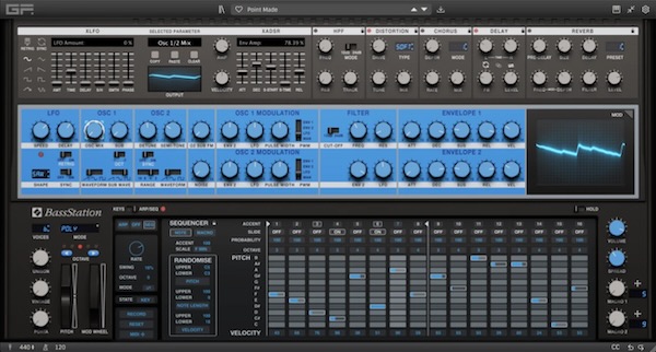 【1/28まで 50％OFF】GForce Software「Novation Bass Station」現代のポリフォニック機能を搭載！新機能（ポリフォニー、ユニゾン、シーケンサー）満載のアナログシンセサイザー｜DTMプラグインセール