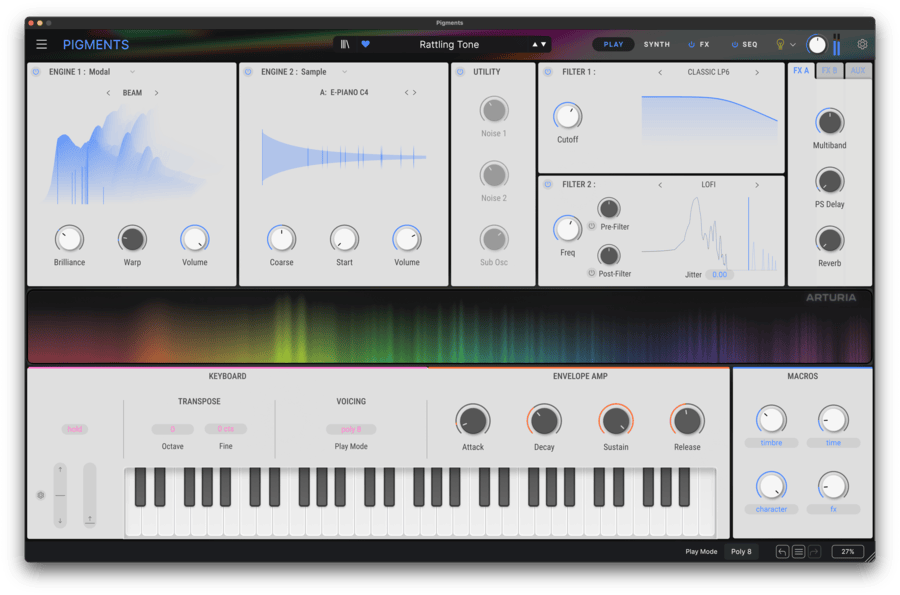 【2/18まで 50％OFF】Arturia「Pigments 6」直感的な操作性と6種のエンジン×1600以上のプリセットを実装！モーダル、グラニュラー、ウェーブテーブルを完全搭載した万能シンセサイザー｜DTMプラグインセール